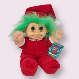 Russ Troll NWT Plush Jangles 12" Vintage Troll Kidz Red Santa Christmas Holiday